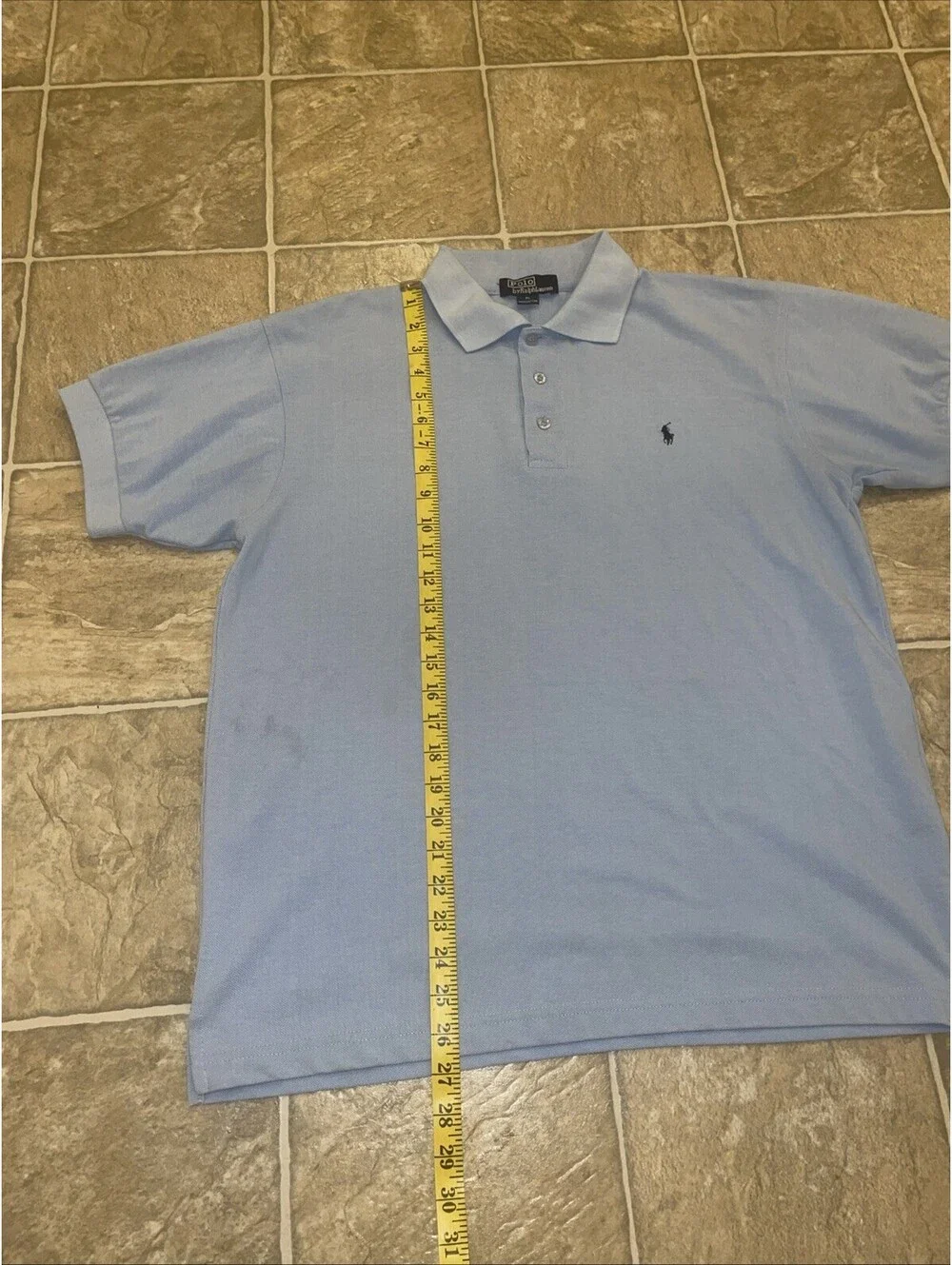 Rare Vintage Polo Ralph Lauren XL – Light Blue on Blue Pony Logo 100% Cotton